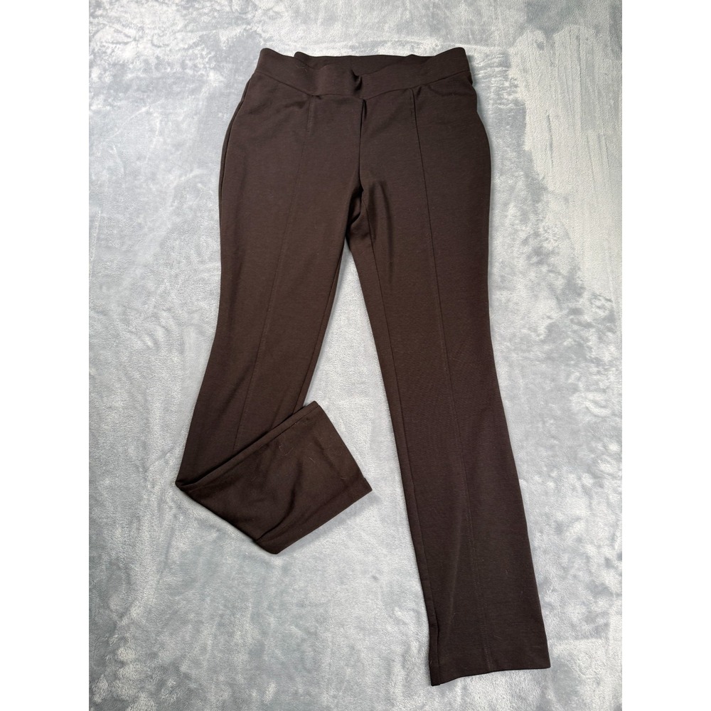 Rafaella Comfort Pants Women's 8 Dark Brown Stretchy Straight Fit Elastic Waist